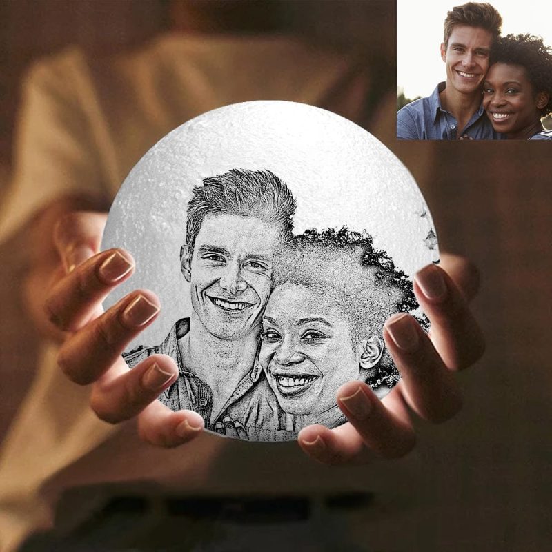 Photo Engraved Moon Lamp Custom Gift Valentines Day Gifts For Her Anniversary Gift