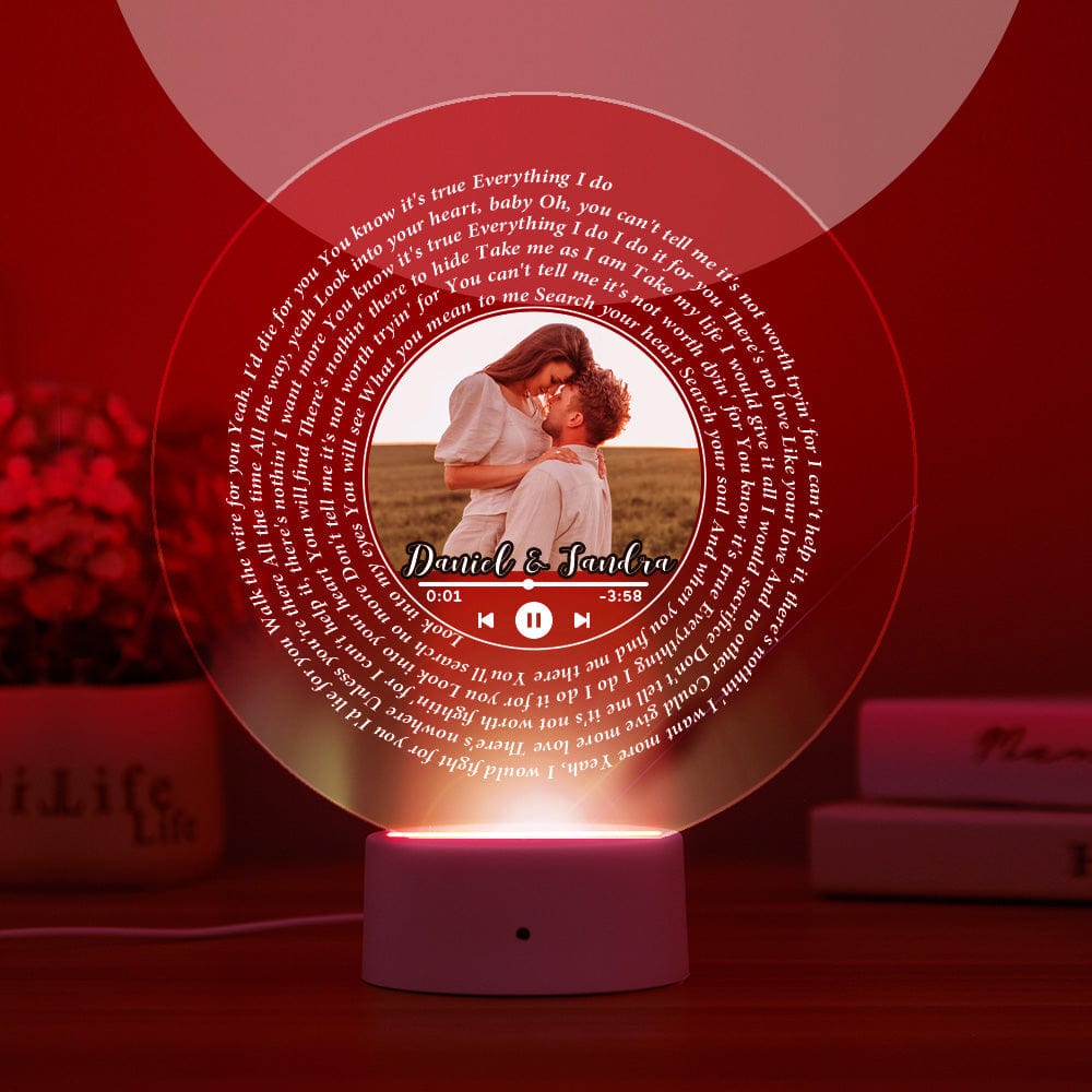 Custom Photo Night Light Vinyl Record Shape Night Light Lyrics Night Light Gift For Anniversary-Seven Colors - Image 2
