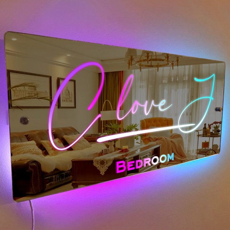Custom Gifts Personalised Name Mirror Christmas Gifts- Light Up Mirror For Her