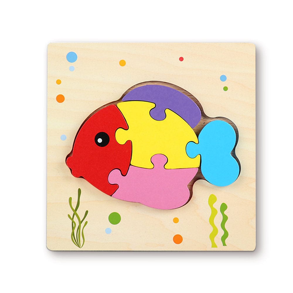 Wooden 3D Jigsaw Puzzle Fish Shape Puzzles Educational Learning Montessori Toys for Toddlers - Image 2