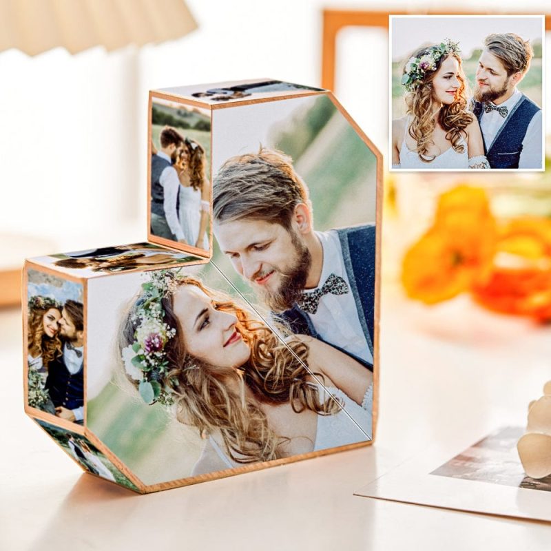 Custom Photo Rubic’s Cube Multiphoto Colorful Rubic’s Cube Wooden Wedding Gifts For Couple