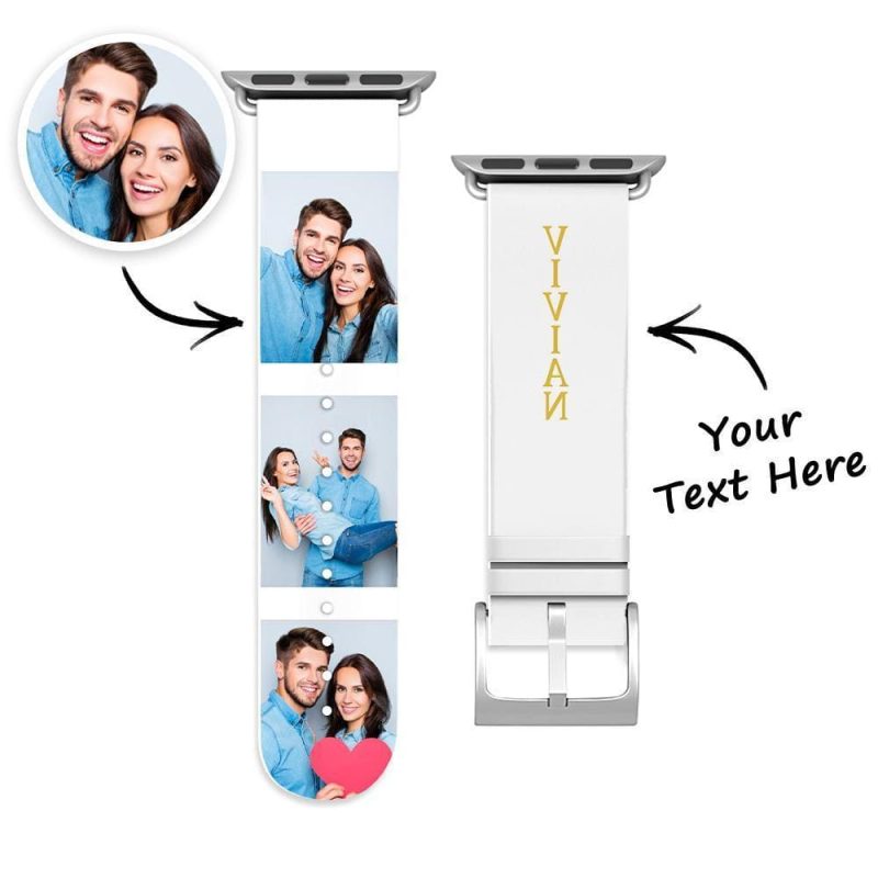 Personalized Apple Watch Band Custom Collage Photo And Name Apple Watch Band Valentine’s Day Gifts