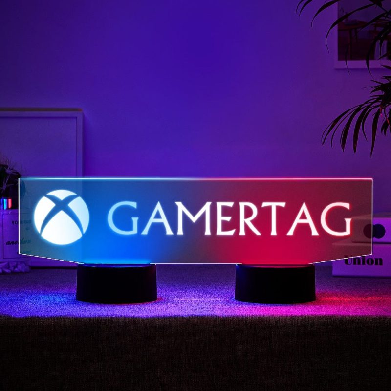 Personalized Xbox Nightlight Personalized Gamertag Sign Dual Base Backlit LED Custom Gaming Christmas Gift