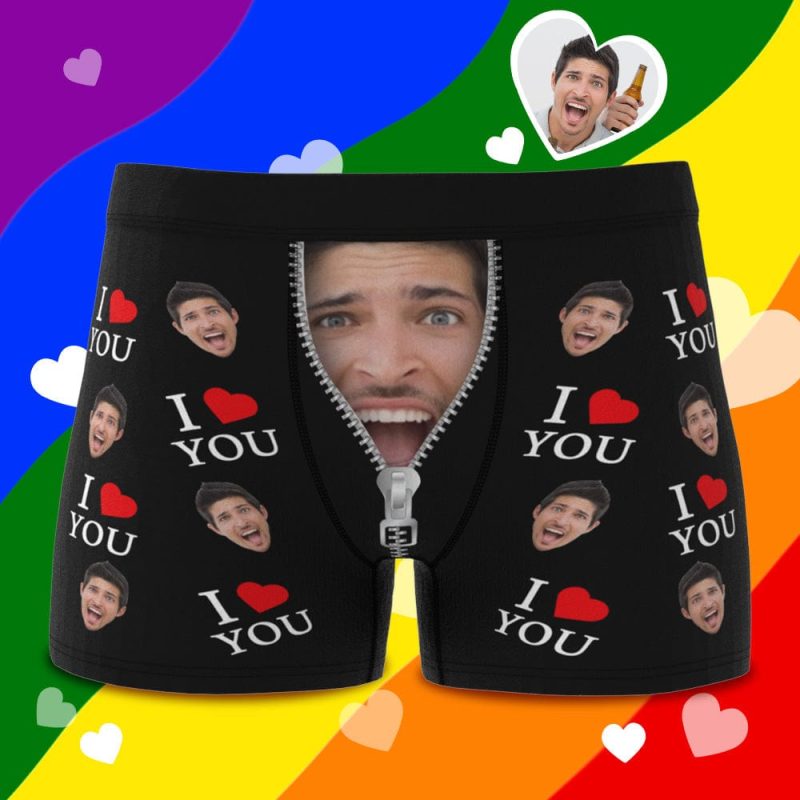 Custom Face Boxer Briefs I Love You Personalized Naughty Valentine’s Day Gift for Him