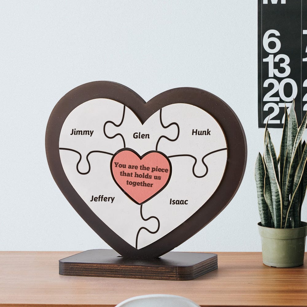 Personalised Name Heart Wooden Puzzle Ornaments Gifts for Mom