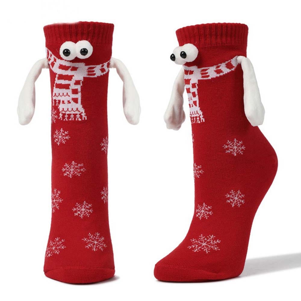 Funny Doll Mid Tube Socks Magnetic Holding Hand Socks Scarf Red Socks Christmas Gifts