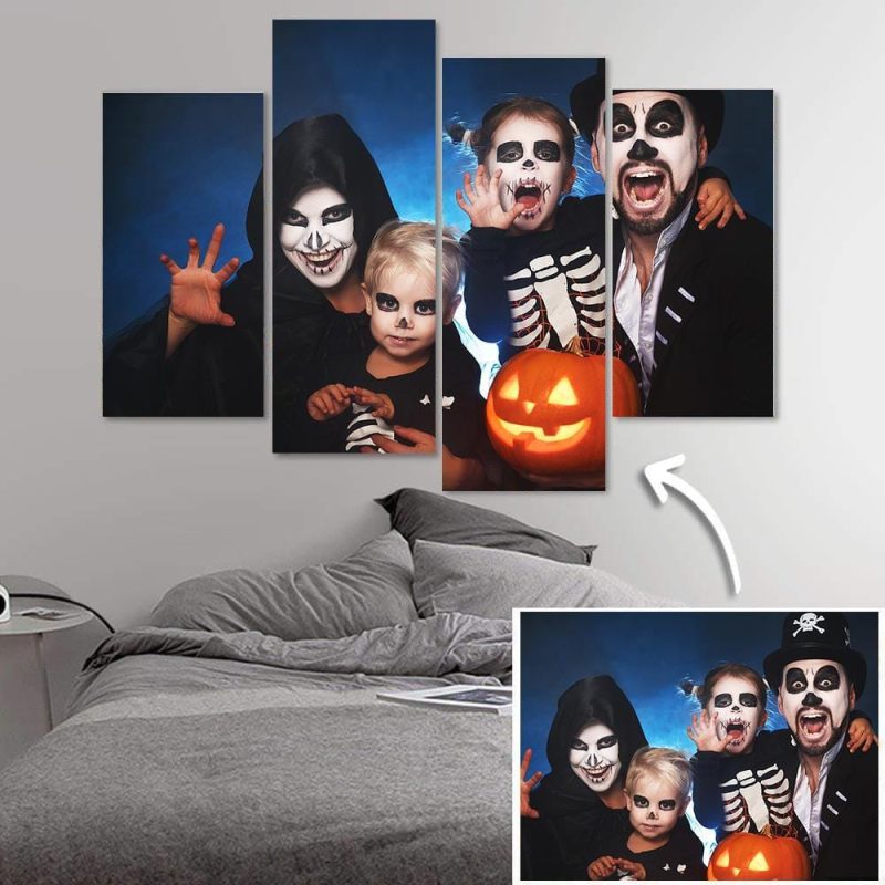 Halloween Gift Photo Framed Wall Art Canvas Print – 4 pcs