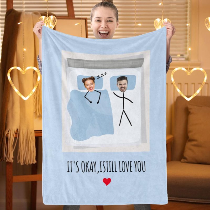 Custom Face Blanket Gift For Valentine’s Day Long Distance Relationship Gift
