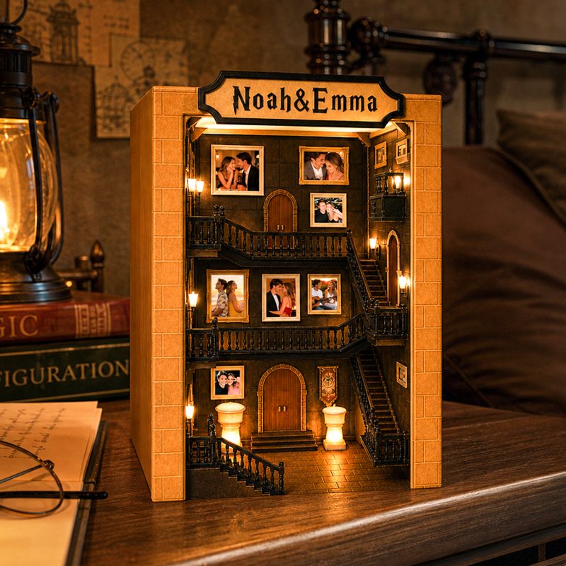 Custom Couple Photo Miniature House Personalized Photo & Name Gift for Anniversary