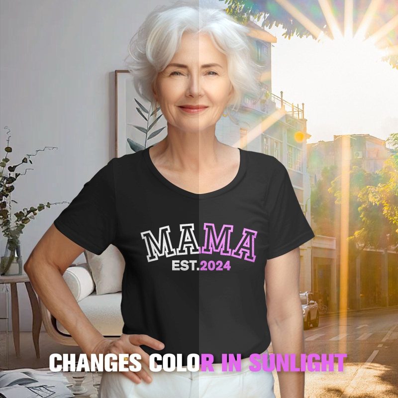 Custom Mama T-Shirt Light-changing T-shirt Mother’s Day Gift