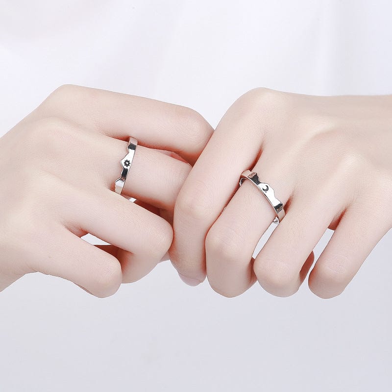 Sun and Moon Couple Rings Matching Promise Ring Adjustable Ring Gift for Lovers - Image 4