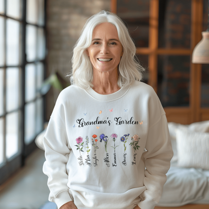 Personalized Birth Flower Sweatshirt Custom Grandma’s Garden Sweatshirt Mother’s Day Gift