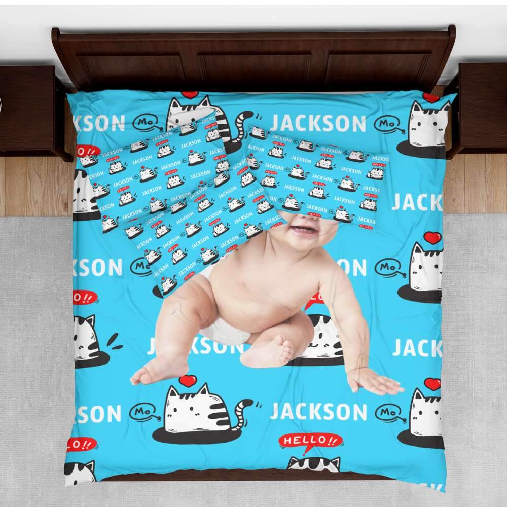 Personalized Quilt Cover Sets Custom Sheet - Kitten - Image 2