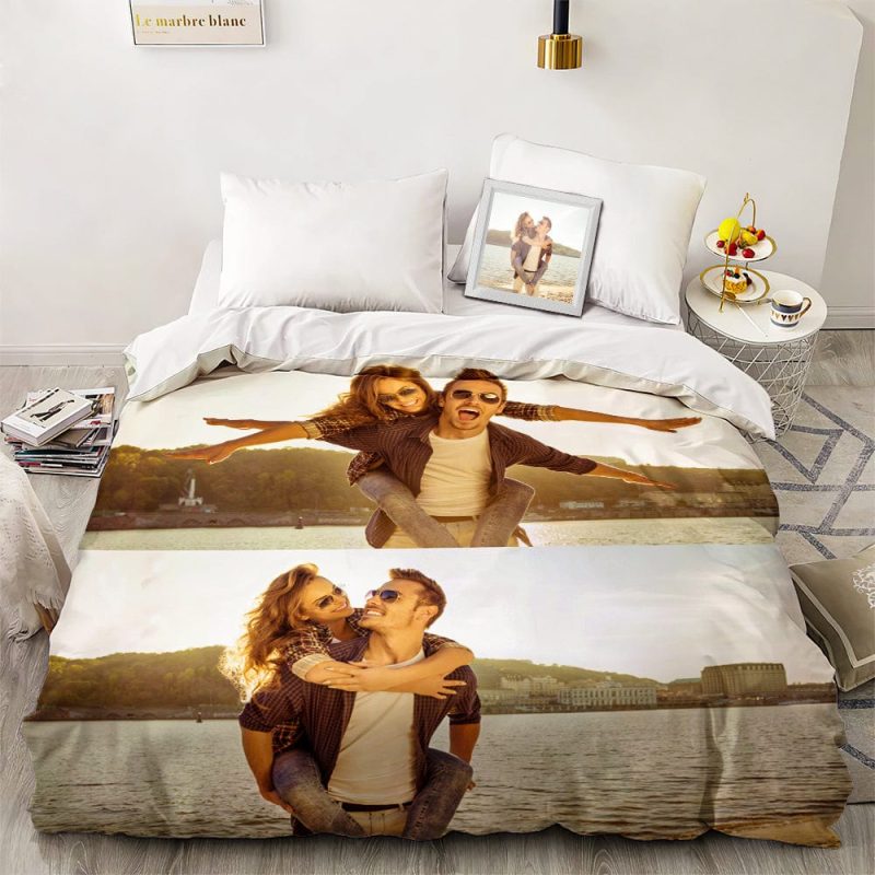 Photo Duvet Cover Custom Bed Comforter Gifts for Couples 1-9 Photos