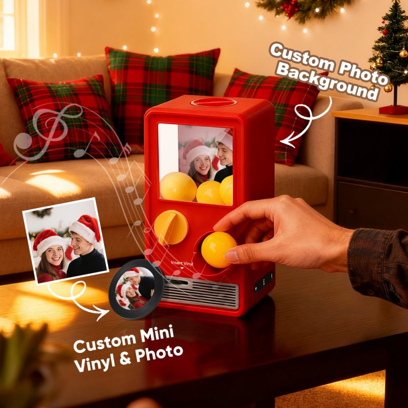 Personalized Music and Photo Music Gachapon Machine Custom Song Mini Record Box Retro Christmas Gifts for Her