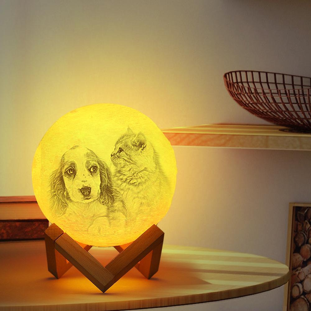 Pet Memorial Gifts 3D Moon Lamp - Remote Control 16 Colors - Image 2