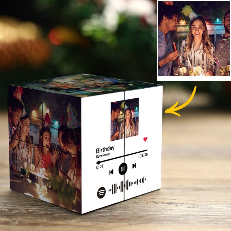GiftLab Birthday Gift Custom Magic Photo Cube with Spotify Code Gift For Friends