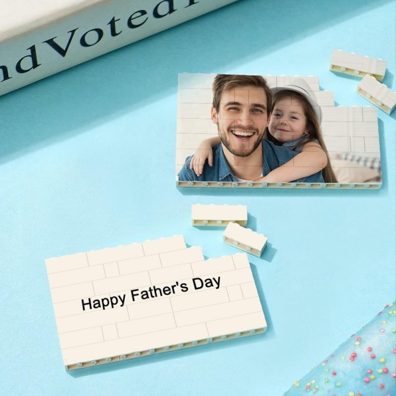 Spotify Code Personalized Building Brick Photo and Text Block Frame for Father’s Day Gifts