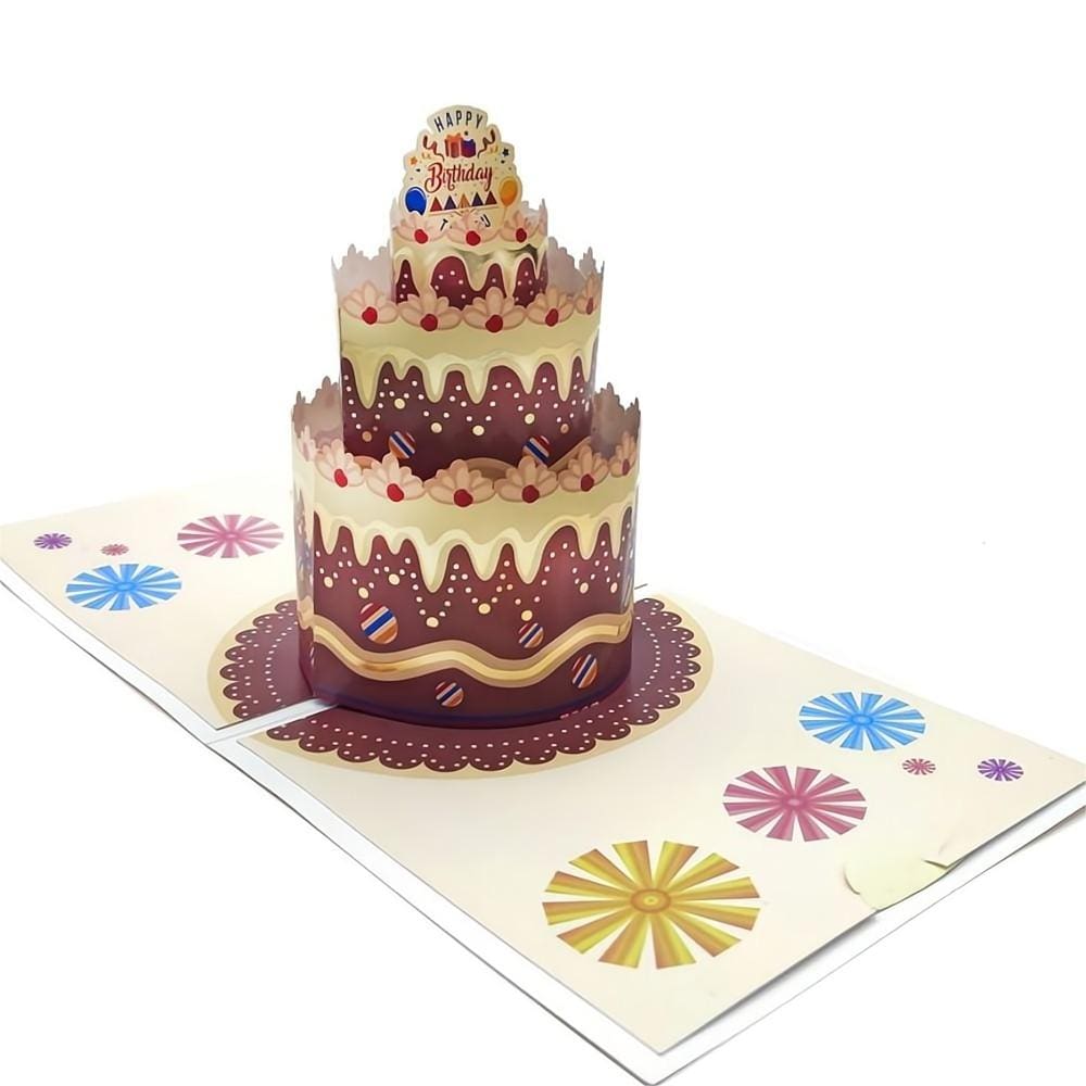 Birthday Pop Up Card Chocolate Cake 3D Pop Up Greeting Card - Image 2