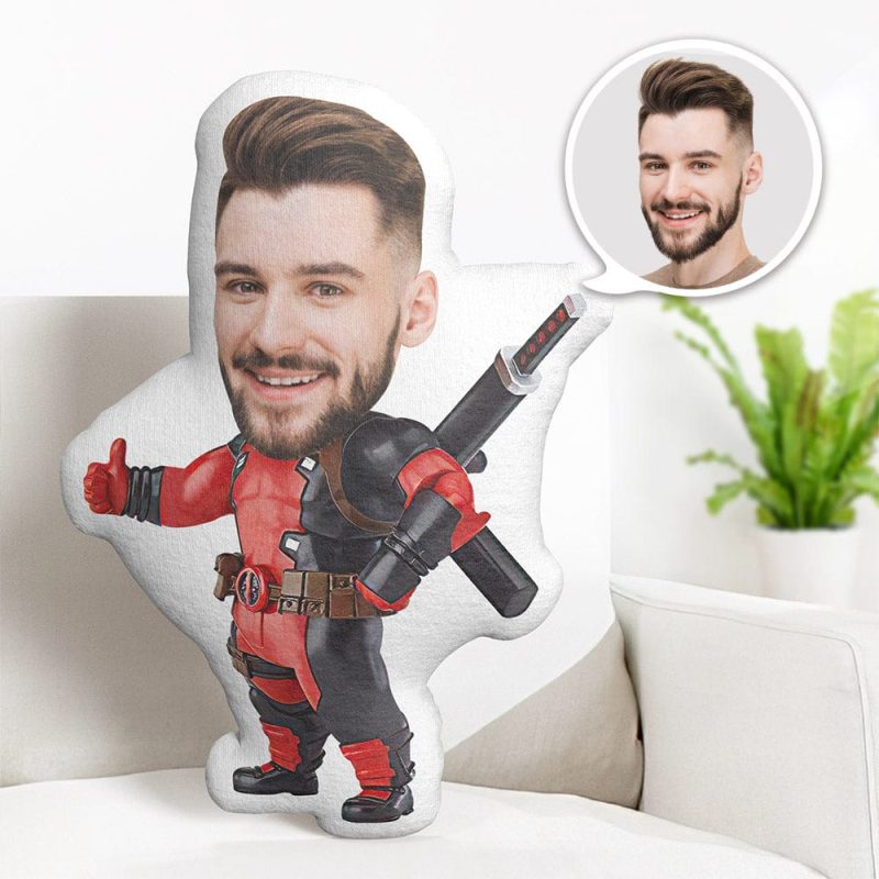 Custom Face Pillow Personalized Photo Pillow Deadpool MiniMe Pillow Gifts for Him