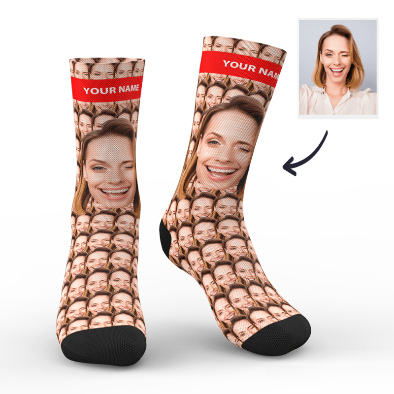 Custom Your Face Mash Socks With Your Text