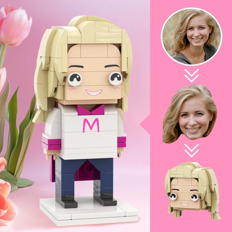 Mother’s Day Gift For Super Mom Customizable Head Brick Figures Super Mom Wearing a Cape