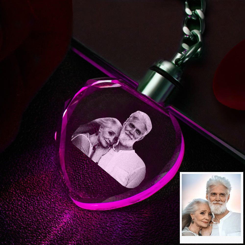 Custom Keychain Crystal Photo Keychain Heart Shape Valentine's Day Gifts