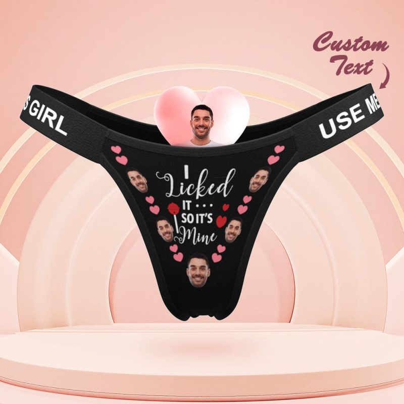 Custom Boyfrined Face Panties I Licked It Personalized Waistband Engraved Thong Naughty Gift for Her