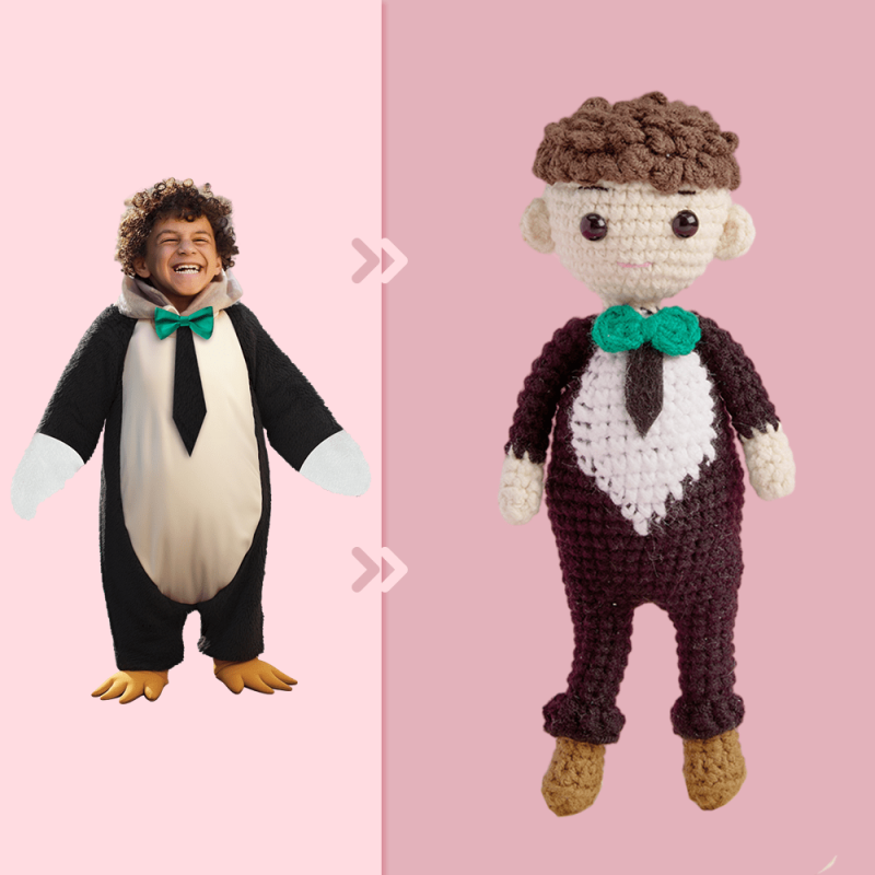 Full Body Customizable 1 Person Custom Crochet Doll Personalized Gifts Handwoven Mini Dolls – Penguin