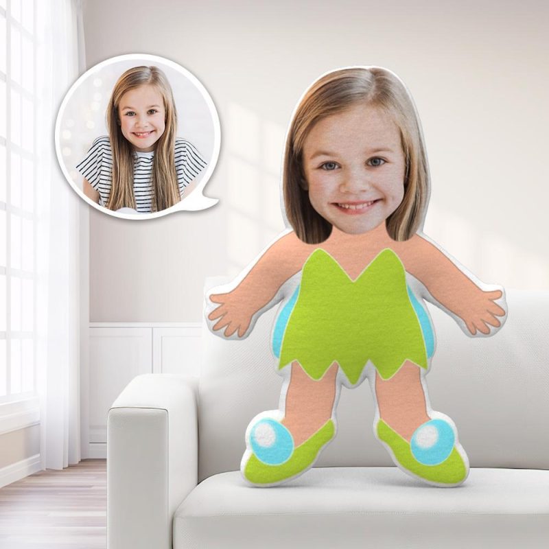 Custom Face Pillow Toy Tinkerbell Throw Pillow MiniMe Pillow Personalized Easter Gift For Kids