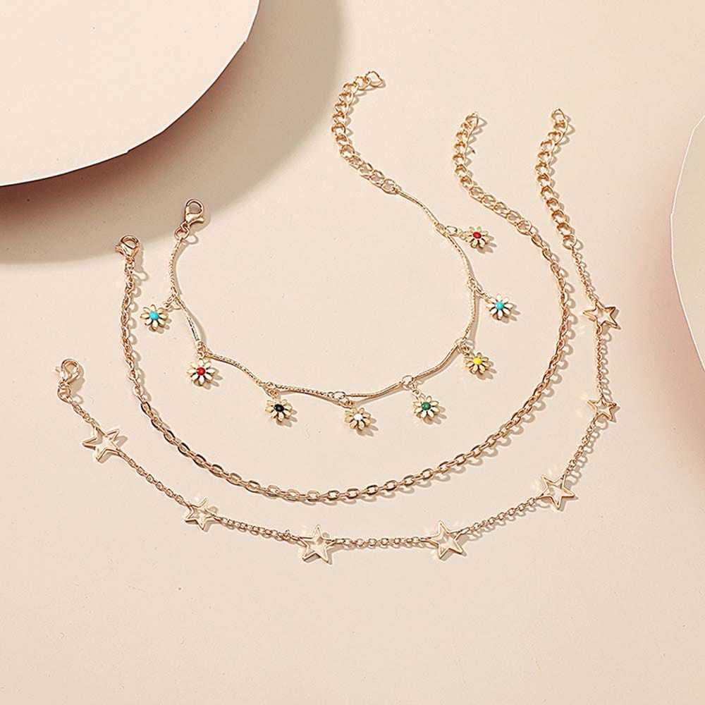 Boho Ankle Bracelet Flower Anklet Multi-Layer Fashion Anklet Gift for Friend - Image 2