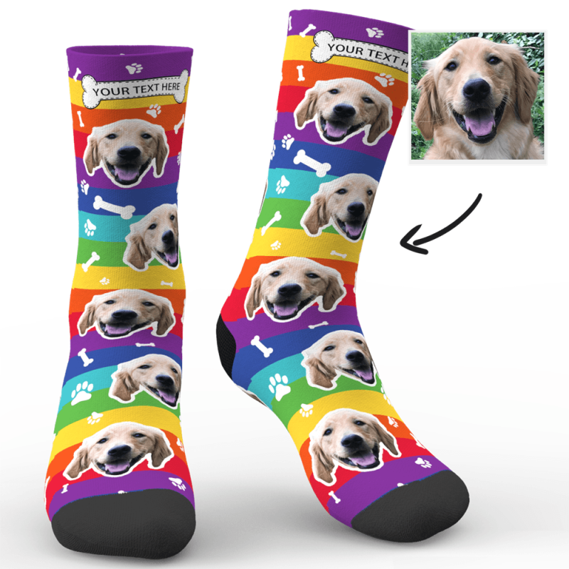 Custom Photo Socks Dog Lover Face Mash Socks With Your Text