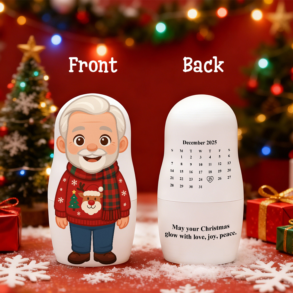Personalized Portrait Nesting Doll Custom Photo & Calendar Family Portrait Cartoon Style Gift Christmas Gift - soufeeluk - Image 2