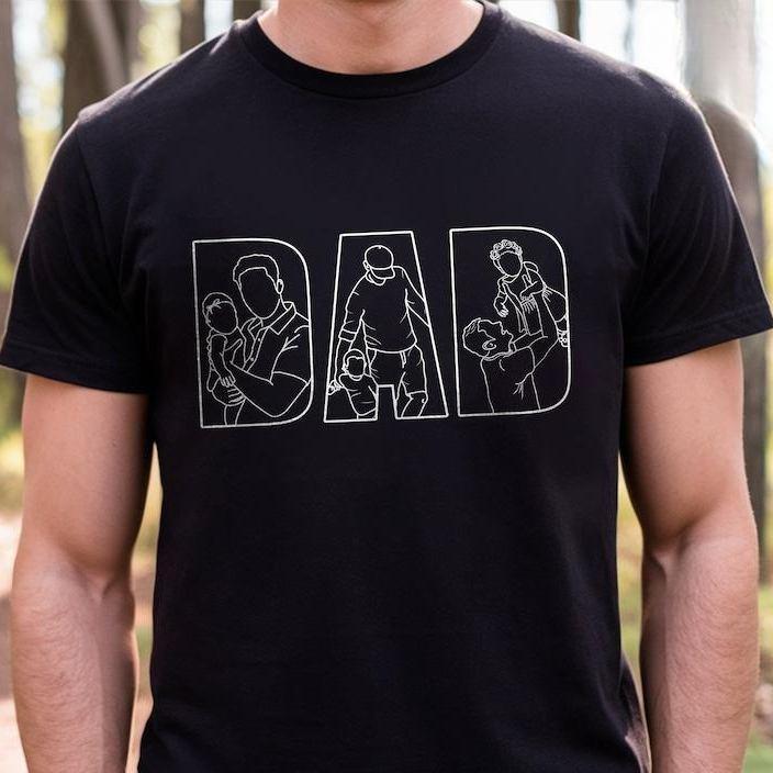 Custom Dad Shirt Portrait From Photo, Personalized Dad Photo Outline Shirt, Custom Photo Shirt For Dad, Father’s Day Shirts, Papa Shirt