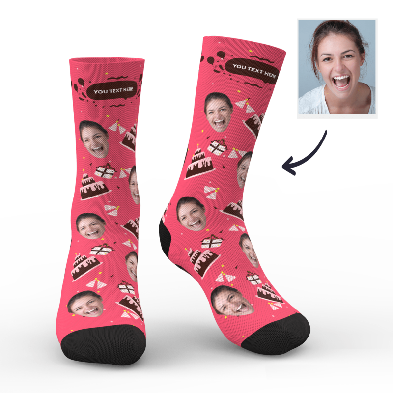 Custom Photo Socks Birthday Gift Face Mash With Your Text Socks