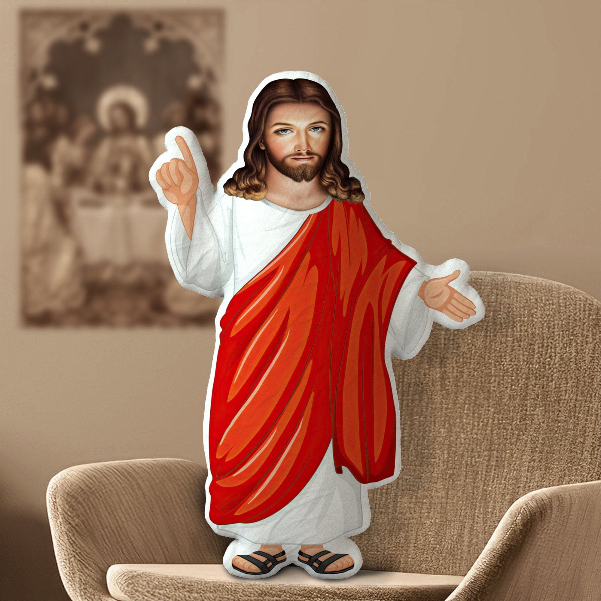 Jesus Stuffed Doll Pillow Saint Gift Jesus Christ Baptism Catholic Gift - Image 3