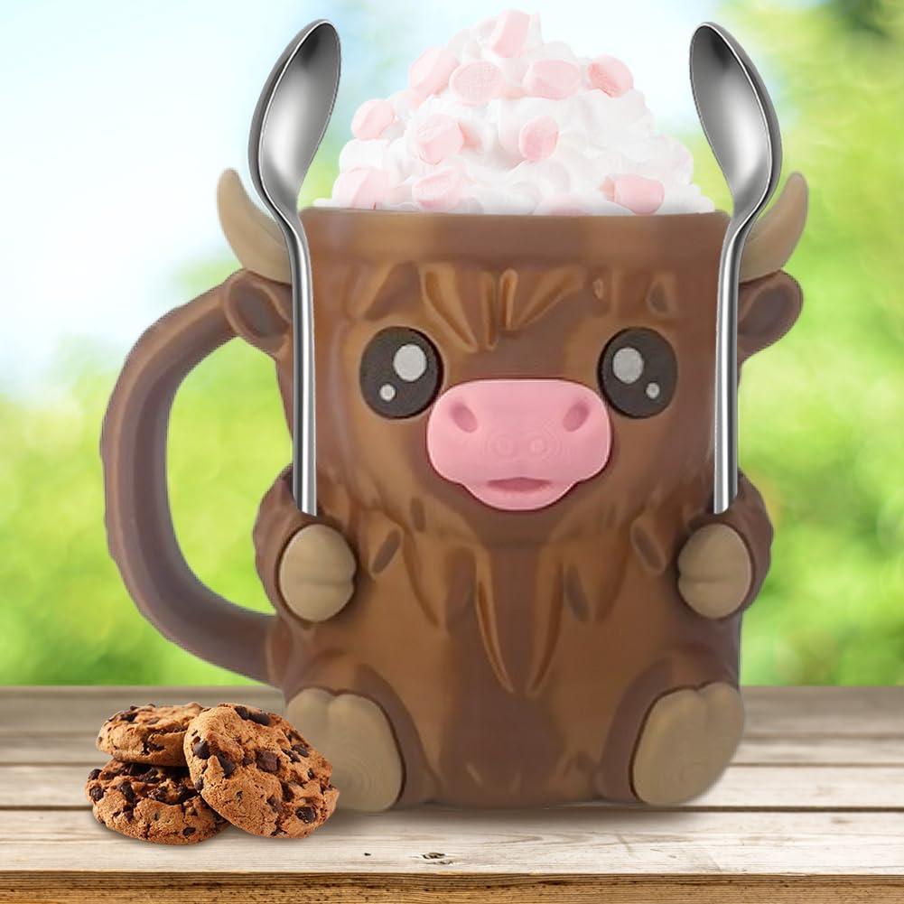 Christmas Gifts Cute Cow Style Ice Cream Pint Holder with Handle and Spoon �C Reusable Antifreeze Cooler Sleeve for Ice Cream, Drinks, and Desserts �C Funny Cow Gifts for Ice Cream