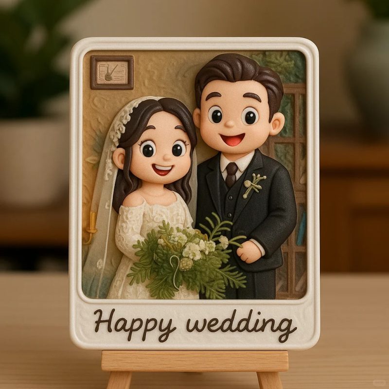 Custom Wedding Figurine 3D Printed Couple Gift Unique Bride and Groom Keepsake Romantic Personalized Wedding DecorationUS