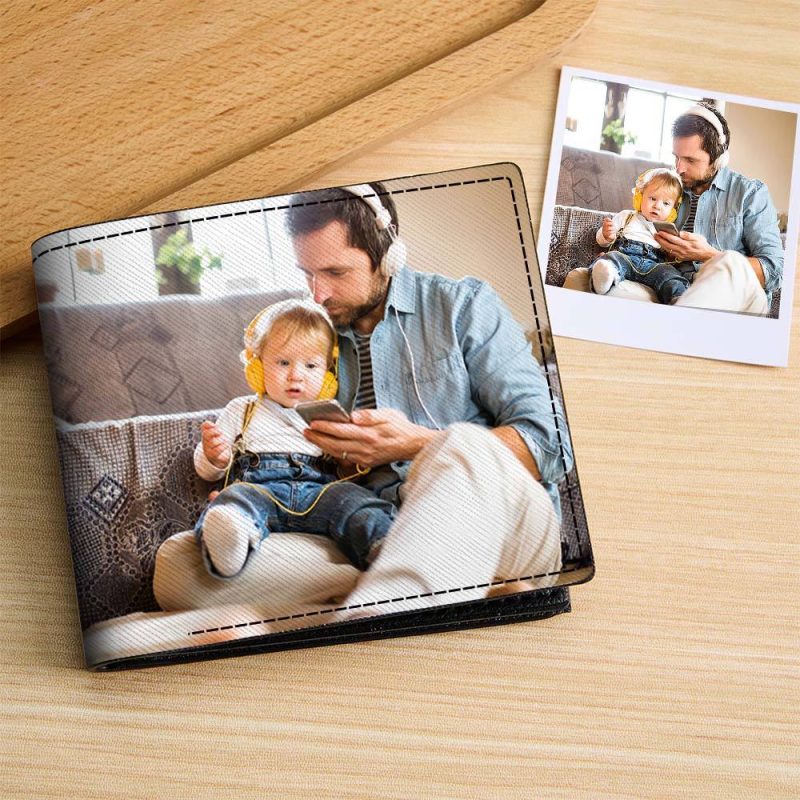 Personalized Wallets Gift For Dad Custom Photo Leather Wallet For Husband