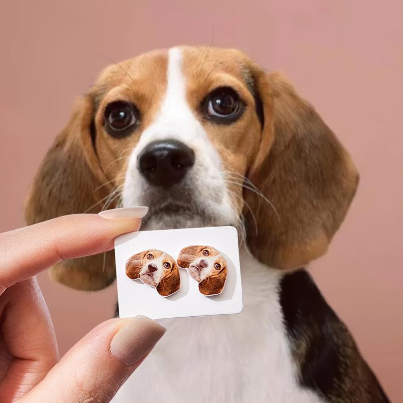 Custom Dog Face Earrings Personalized Photo Ear Studs Anti Allergy Gifts for Dog Mom
