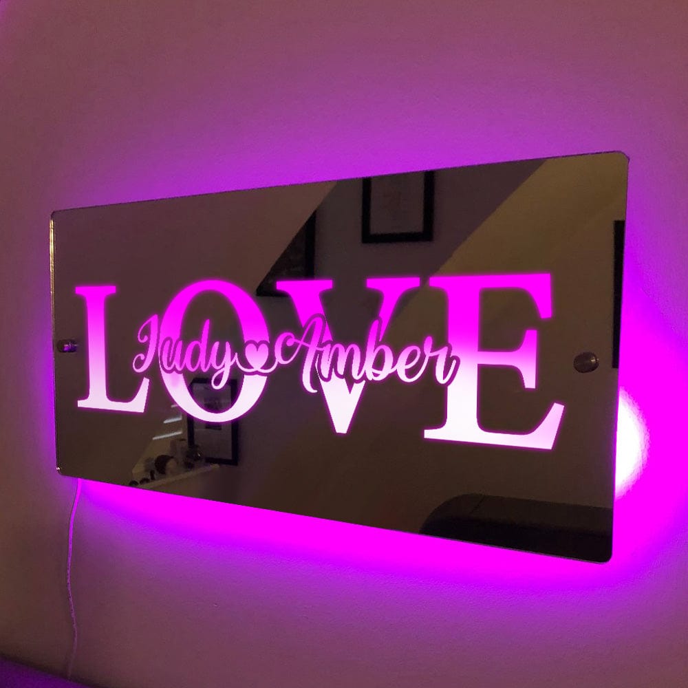 Custom Name Mirror Light Custom Light Love Gift for Couple - Image 2
