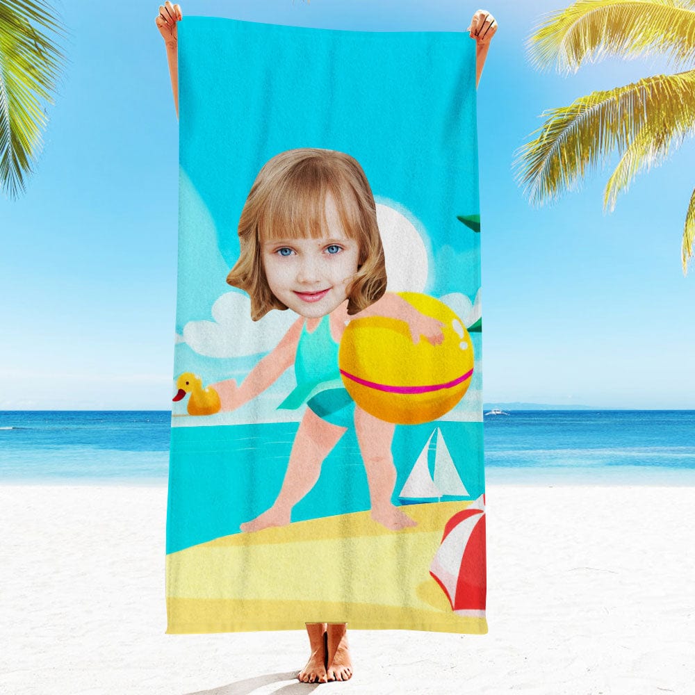 Custom Face Beach Towel Personalized Hawaiian Style Beach Towel Funny Gift for Summer - Image 5