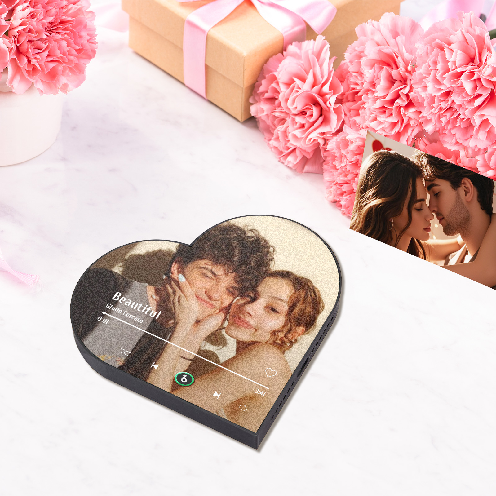 Personalized Heart-Shaped Music Photo Fridge Magnet - Romantic Gift for Couples - Image 2