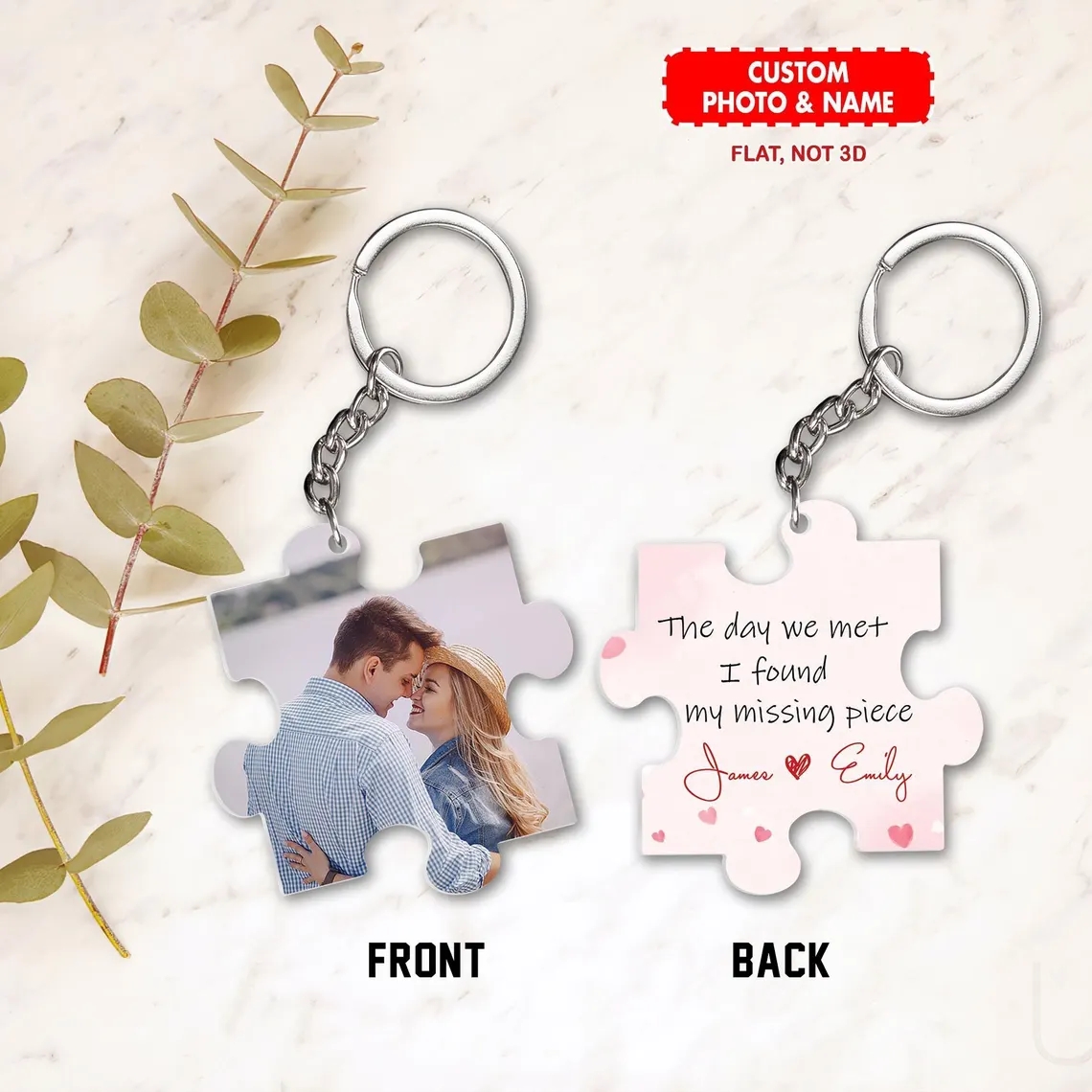 Custom Photo Keychain for Couples - Valentine's Day Gift