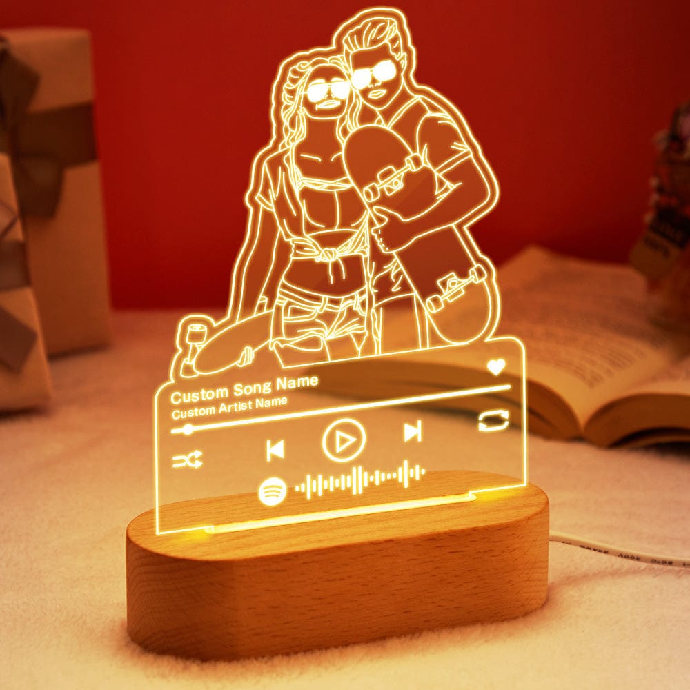 Custom Portrait Night Light Music Line Art Photo Lamp Gift for Lover - Image 2