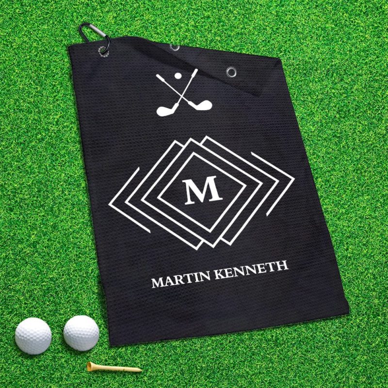 Monogrammed Golf Towel Custom Golf Towel With Names Golf Gifts for Him