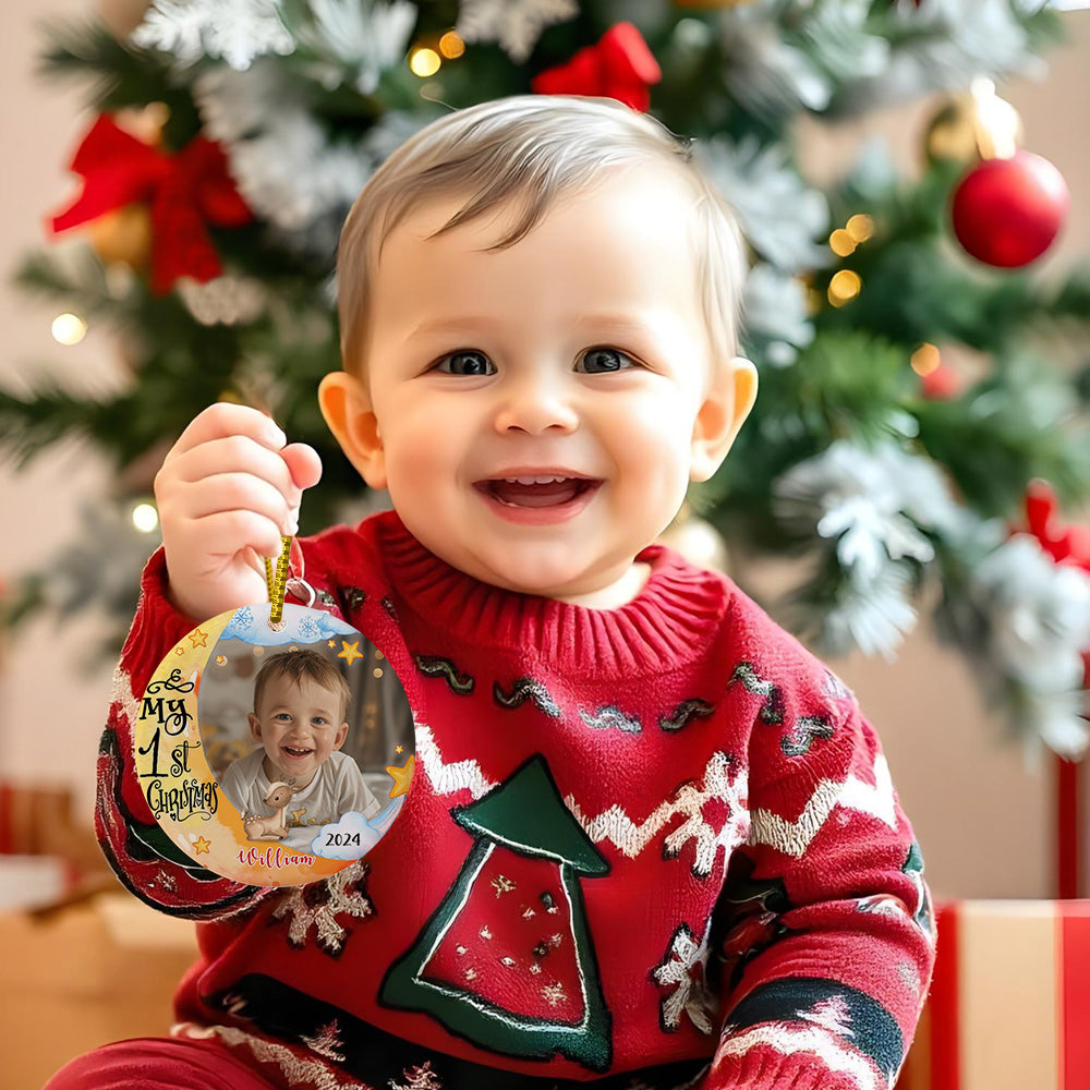 Personalized First Christmas Ornament with Photo Animal Christmas Ornament Gift for Baby - Image 2