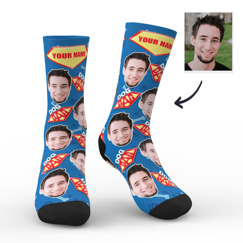 Father’s Day Socks Custom Photo Socks Dog Dad With Your Text