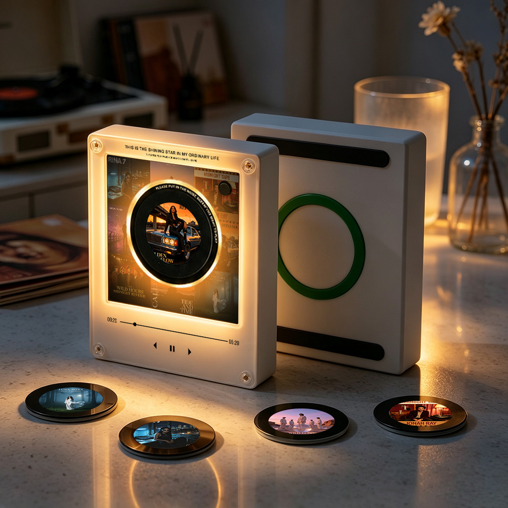 Custom Mini Vinyl Record Music Player With 9 Discs, Magnetic Disc Music Player with Rechargeable Battery - Image 2
