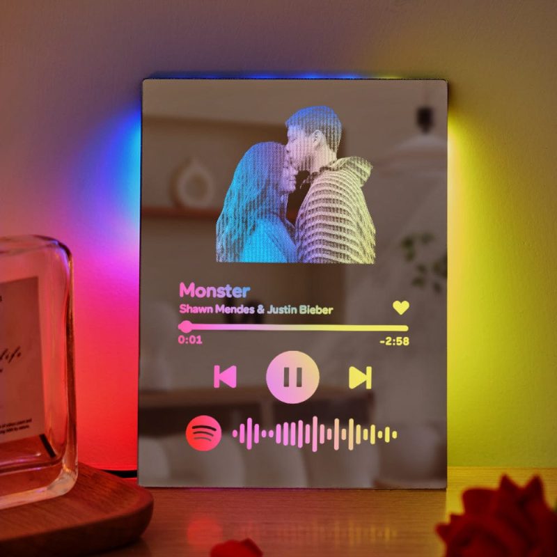 Custom Spotify Code Mirror Light Ornaments Gift for Couple
